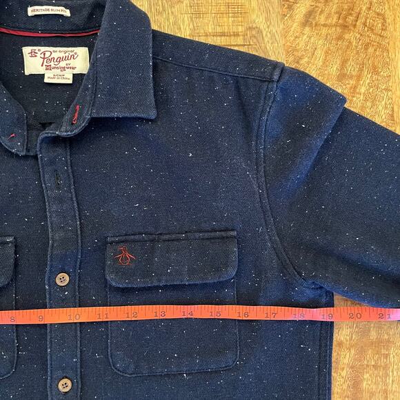 Vintage Original Penguin Mens Shirt Jacket S Button Flannel Heritage Slim Fit - Picture 11 of 12